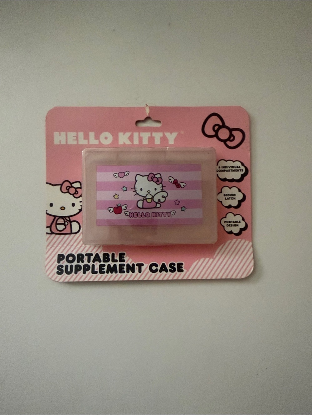 Hello Kitty Pink Striped Pill Organizer Case